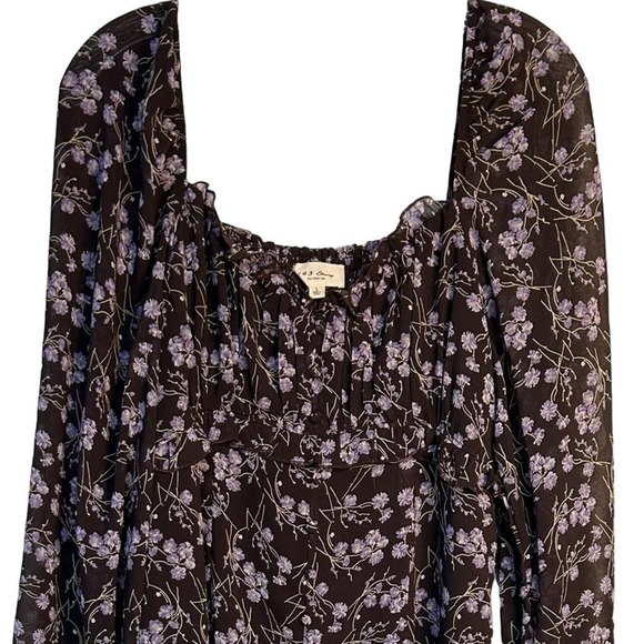 143 Story by Line Up Soft Floral Maxi Brown Lavender Front Slit Dress Size Large - Picture 7 of 16